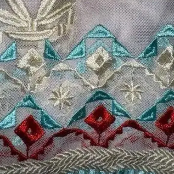 Sundance, Sheer Embroidered Boho Tunic Blouse Southwestern Folk Art Top Size Sm - Picture 4 of 11
